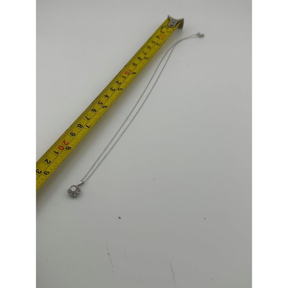 Stunning Cushion Cut 1/4 Carat Diamond Cluster Pendant with Necklace - Sterling - Picture 10 of 10